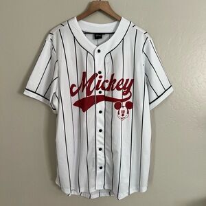 Disney White and Black Striped Mickey Jersey